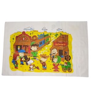 PEANUTS Vintage Double sided Standard Pillow Case Western & Sherwood Forest 70s